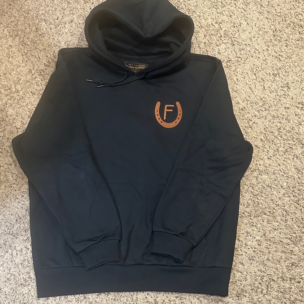 Filson Black hoody with horseshoe/Moose Design